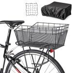 Bike Rack Basket: Large Capacity Rear Basket with Waterproof Cover and Cargo Net 22 Bike Rack Basket